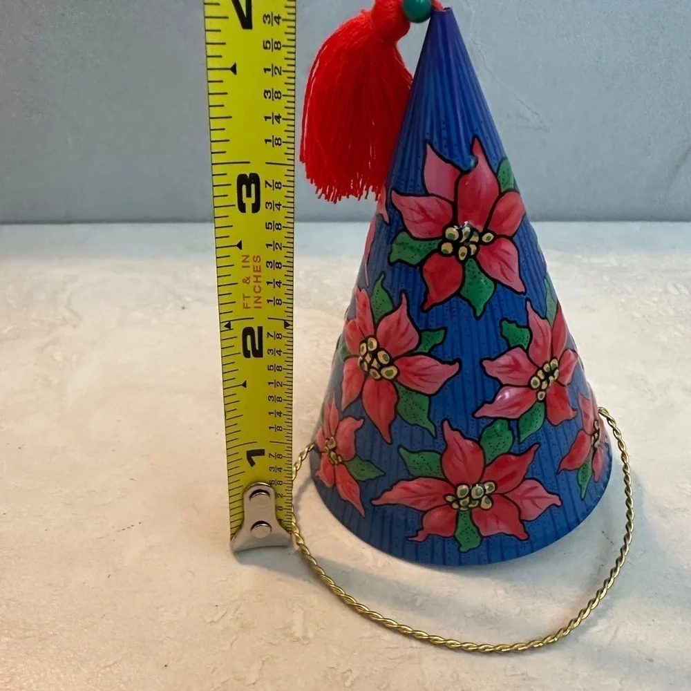 Hallmark Christmas Cone 2001 Keepsake Ornament Pressed Tin Poinsetta
